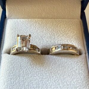 Costume jewelry - emerald cut center stone and band